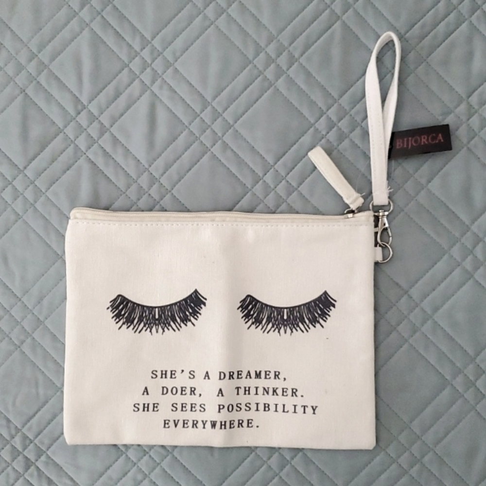 Bijorca She's A Dreamer Canvas Cosmetic Bag NWT